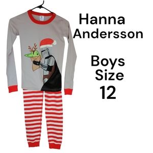 Hanna Andersson Boys' Santa Pajama Set - Red and Gray